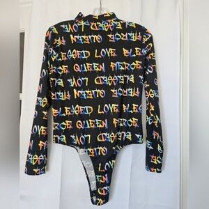 Colorful Graphic Print Bodysuit
